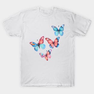 Colorful Monarch Butterfly Pattern in Watercolor T-Shirt